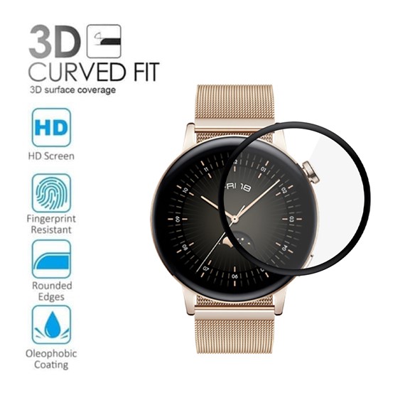 CaseUp Huawei Watch GT3 42mm Tam Kapatan Ekran Koruyucu Siyah 2